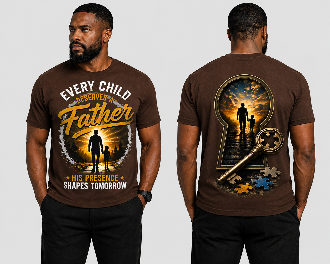 His Presence Shapes Tomorrow | Every Child Deserves a Father Premium Graphic Tee
