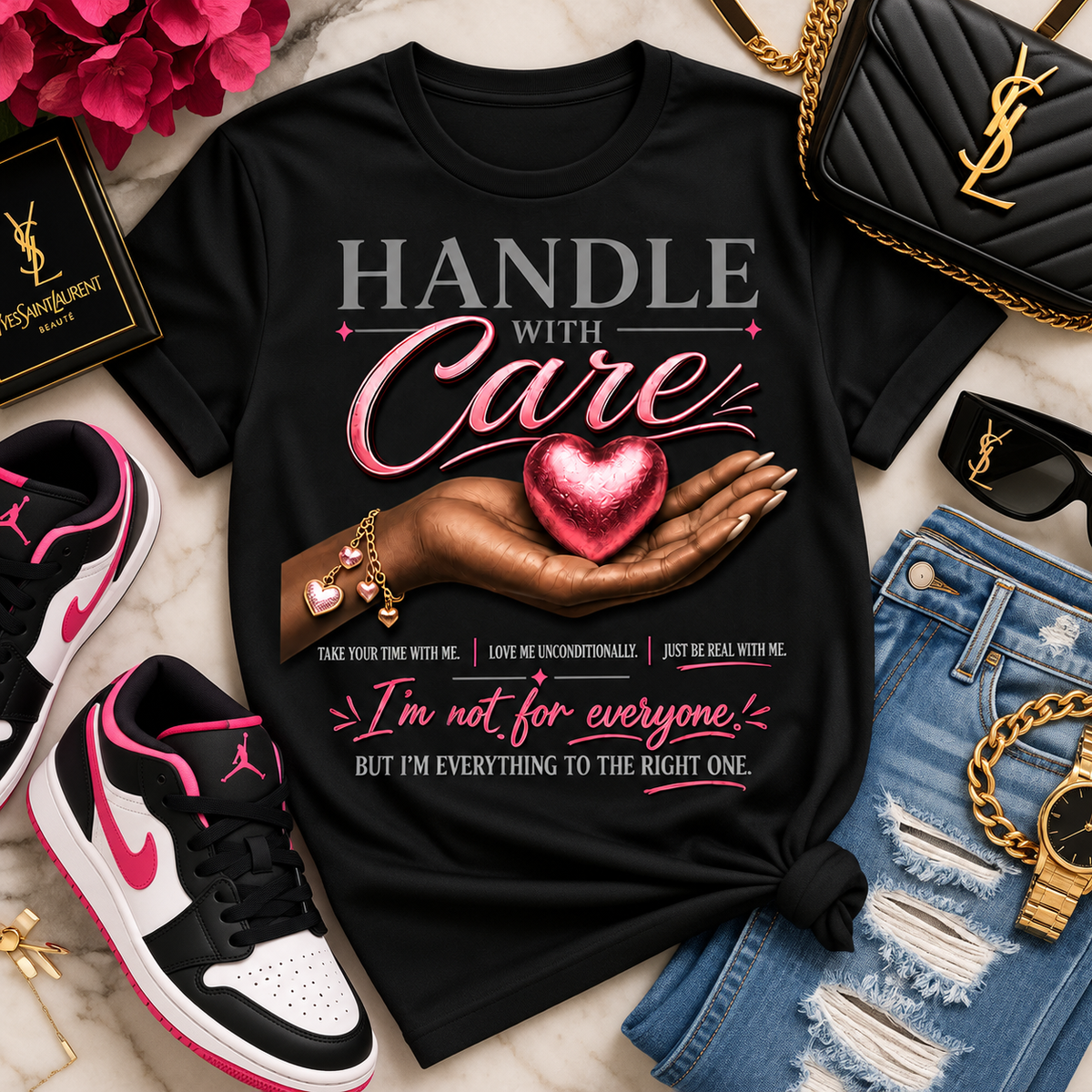 Handle With Care Graphic T-Shirt – Self-Love & Empowerment Statement Tee