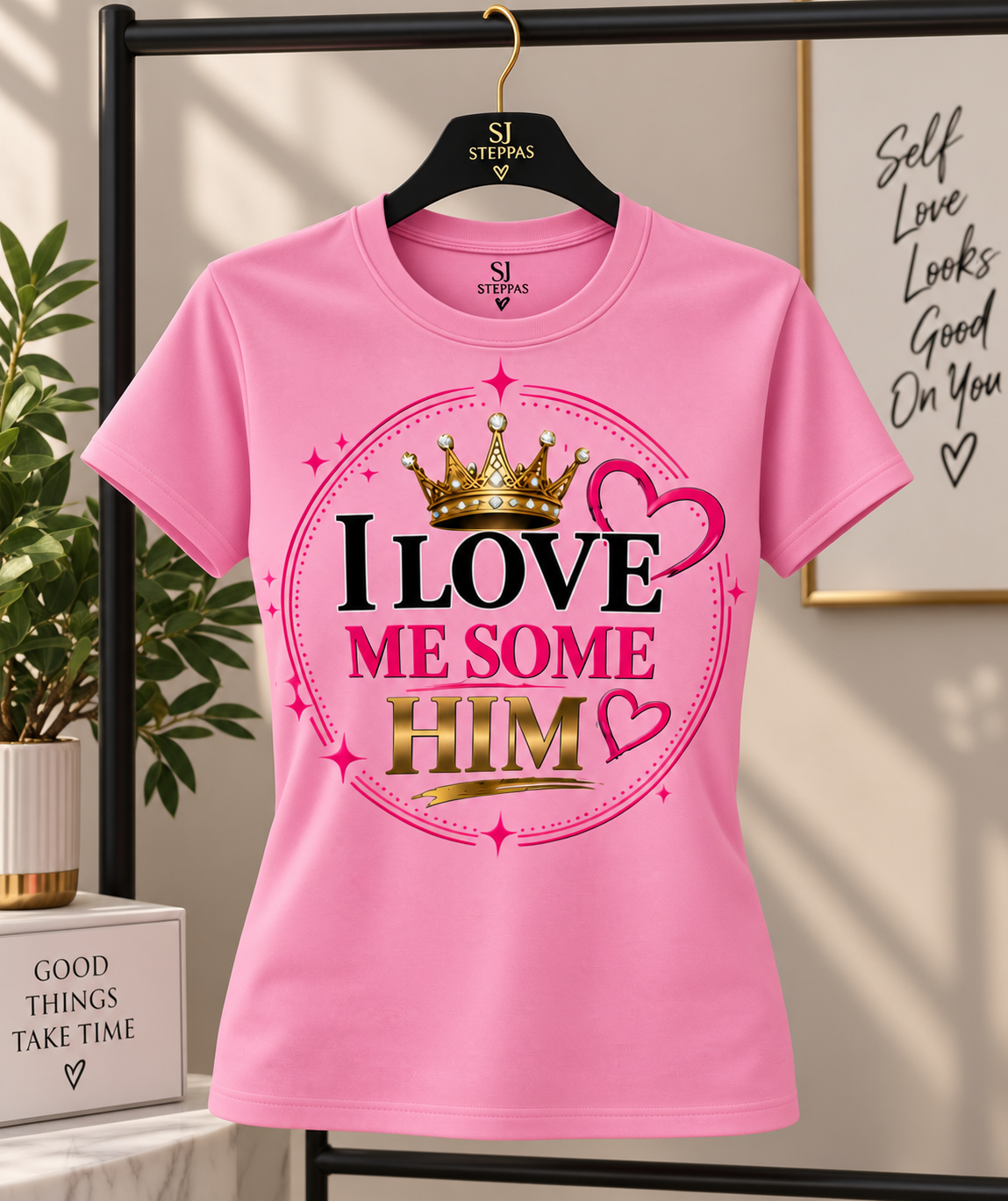 I Love Me Some Him Women's Graphic Tee – Cute Romantic Couples Love Quote Shirt