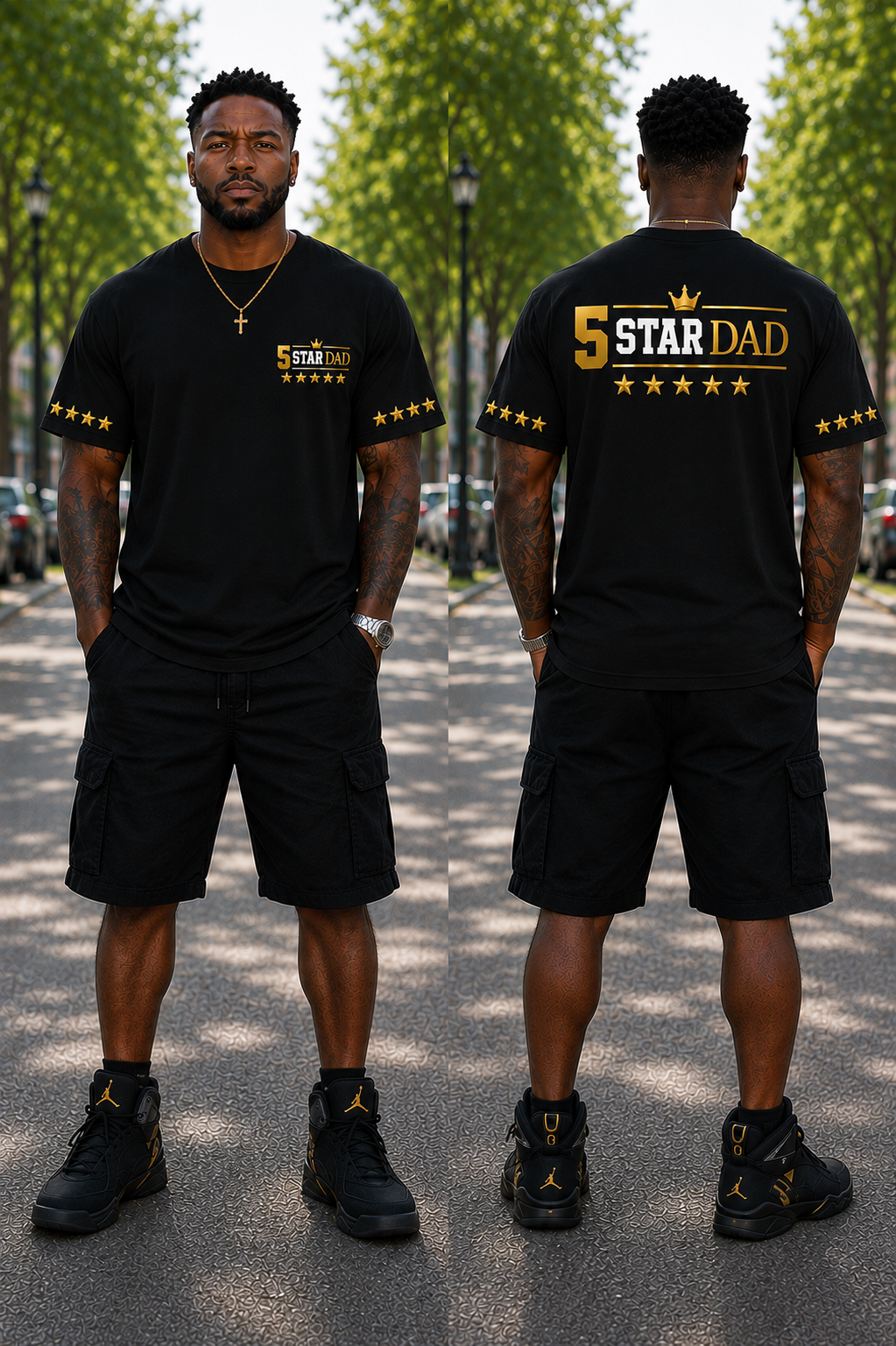 5 Star Dad Graphic T-Shirt | Premium Father's Day Gift for the World's Best Dad | Premium Father's Day Gift for Proud Dads