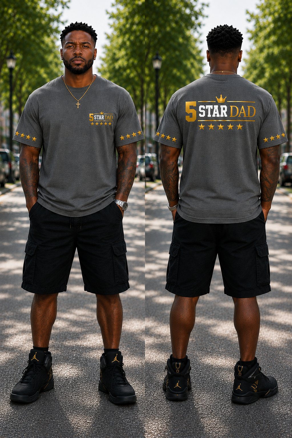 5 Star Dad Graphic T-Shirt | Premium Father's Day Gift for the World's Best Dad | Premium Father's Day Gift for Proud Dads