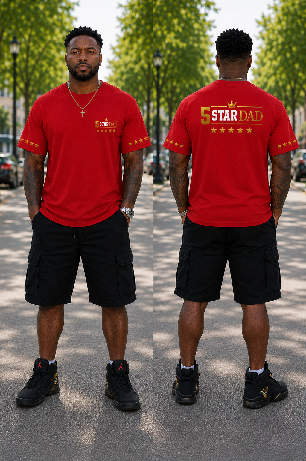 5 Star Dad Graphic T-Shirt | Premium Father's Day Gift for the World's Best Dad | Premium Father's Day Gift for Proud Dads