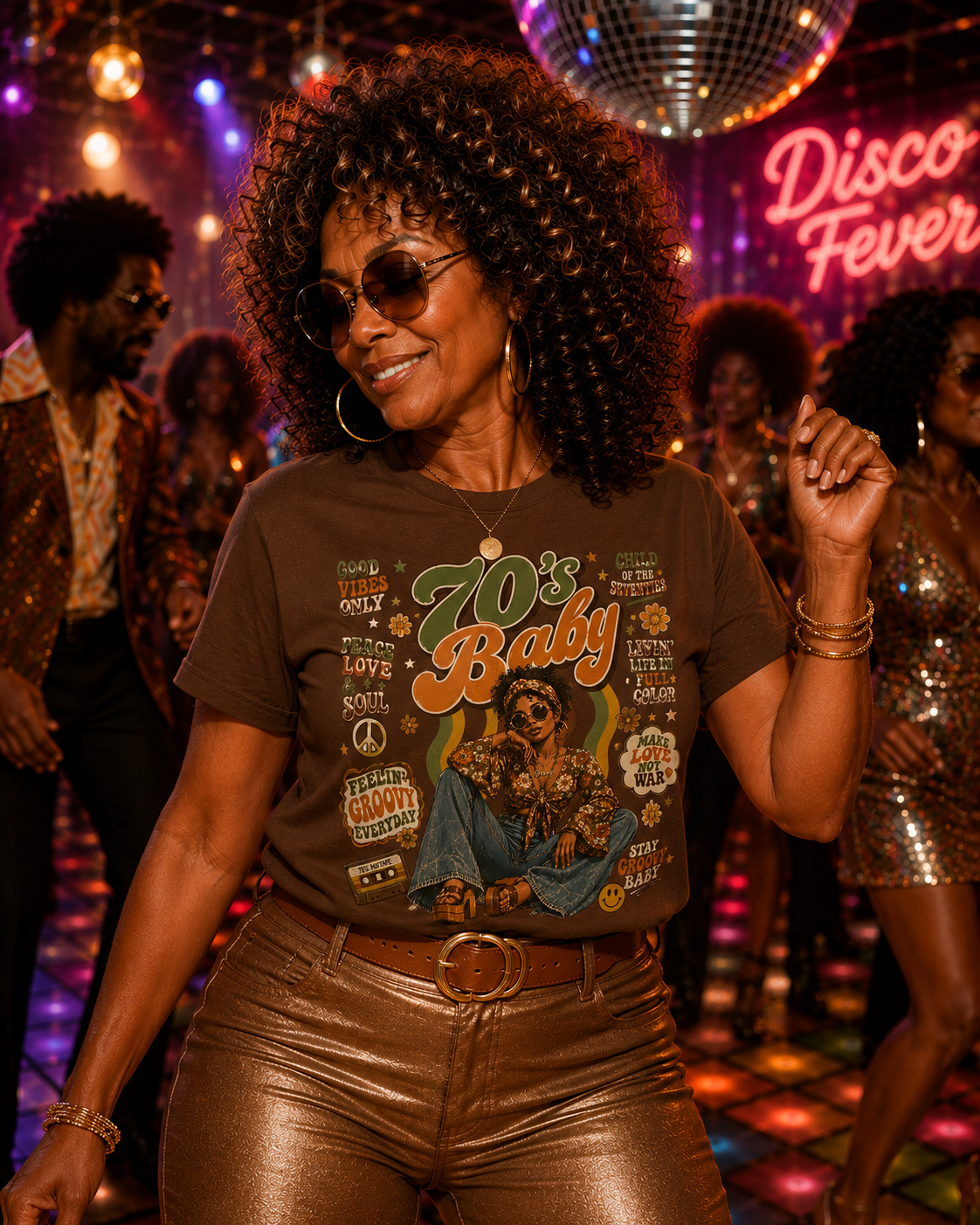 70's Baby Retro Graphic T-Shirt – Vintage Disco Style Tee for Women | Groovy 1970s Fashion Shirt
