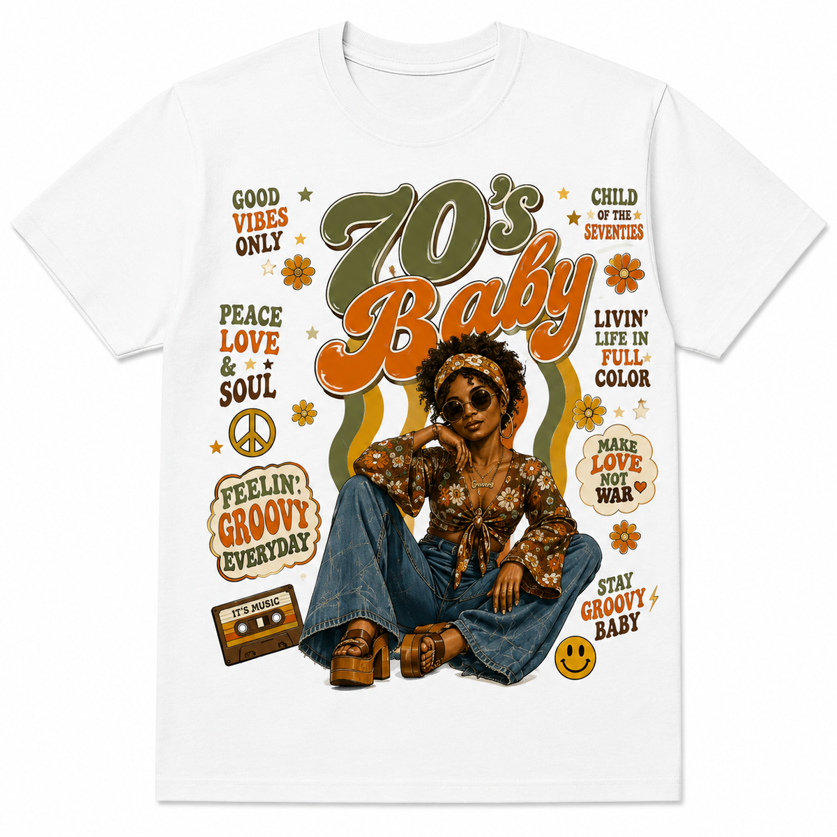 70’s Baby Retro Graphic T-Shirt – Vintage Disco Groovy 1970s Tee