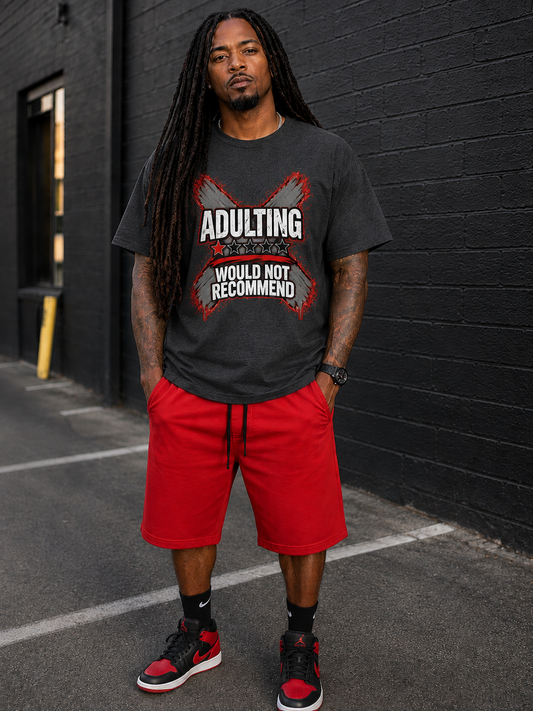 Adulting Would Not Recommend Graphic T-Shirt – Funny 1-Star Adult Life Tee