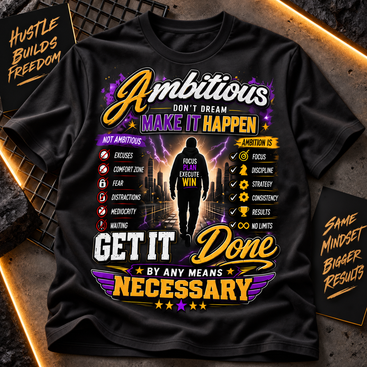 Ambitious Make It Happen Graphic T-Shirt – Get It Done By Any Means Necessary