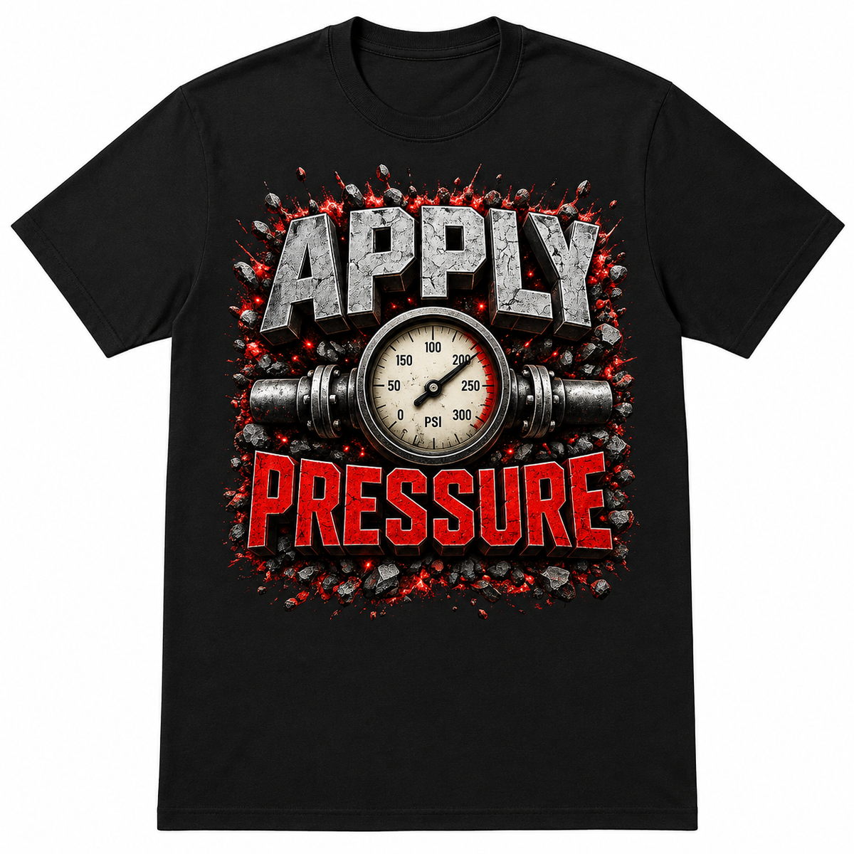 Apply Pressure Graphic T-Shirt – Motivational Pressure Gauge Streetwear Tee