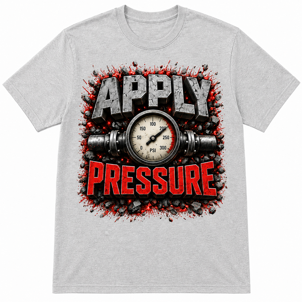 Apply Pressure Graphic T-Shirt – Motivational Pressure Gauge Streetwear Tee