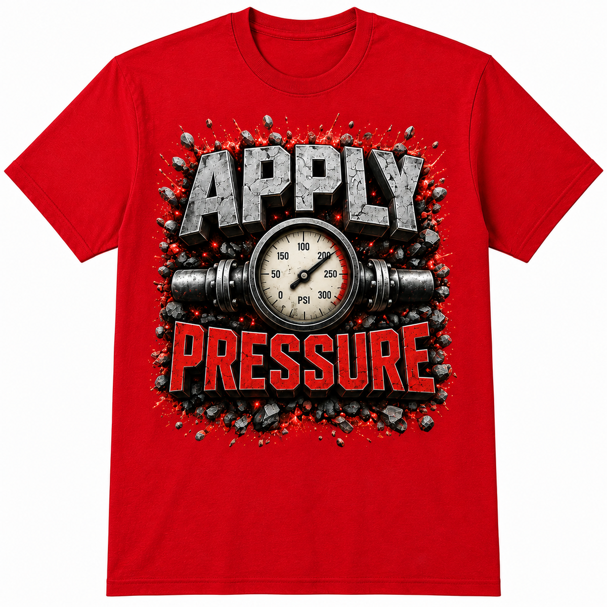 Apply Pressure Graphic T-Shirt – Motivational Pressure Gauge Streetwear Tee