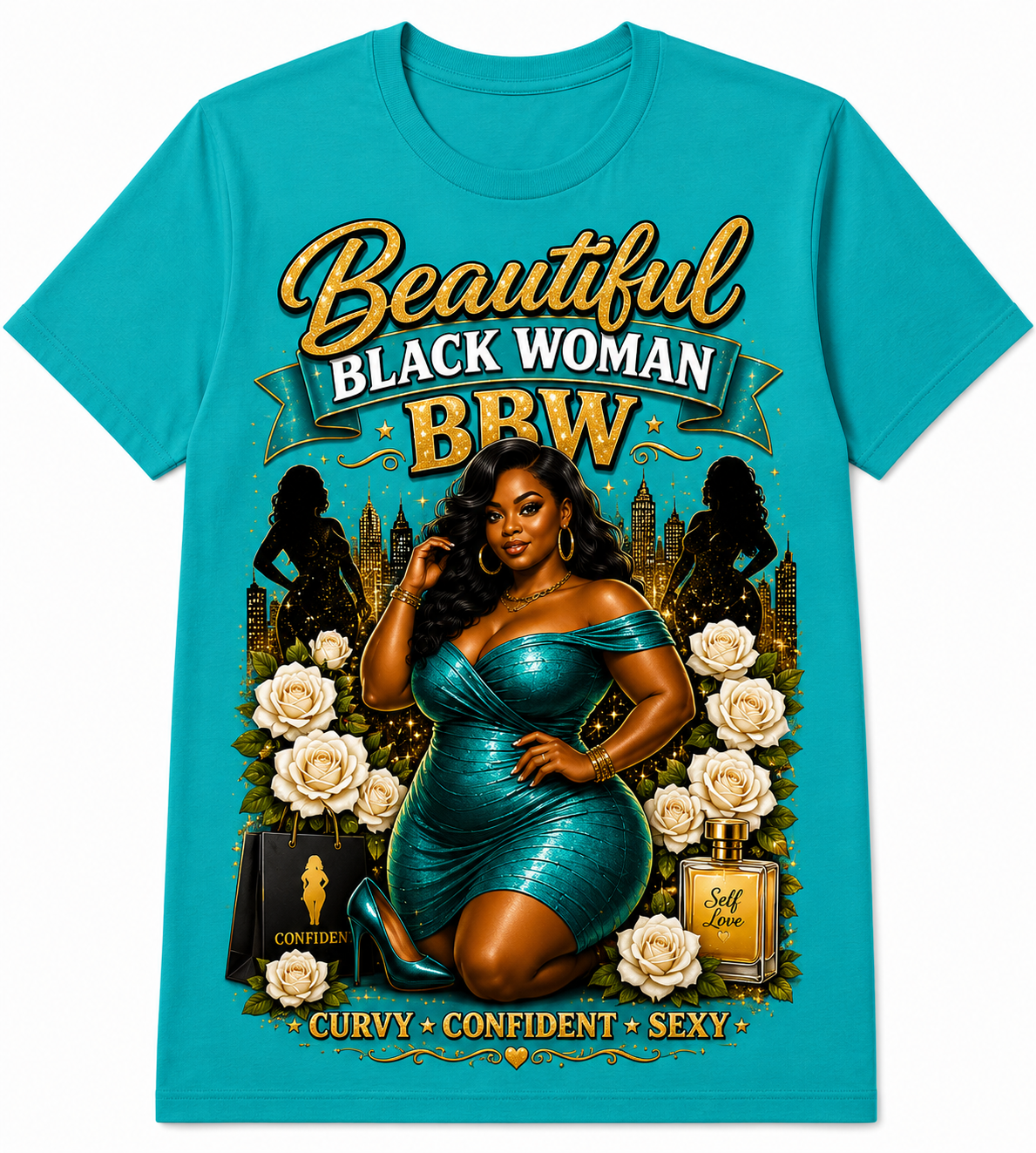 Beautiful Black Woman BBW Graphic T-Shirt – Curvy, Confident & Bold Statement Tee