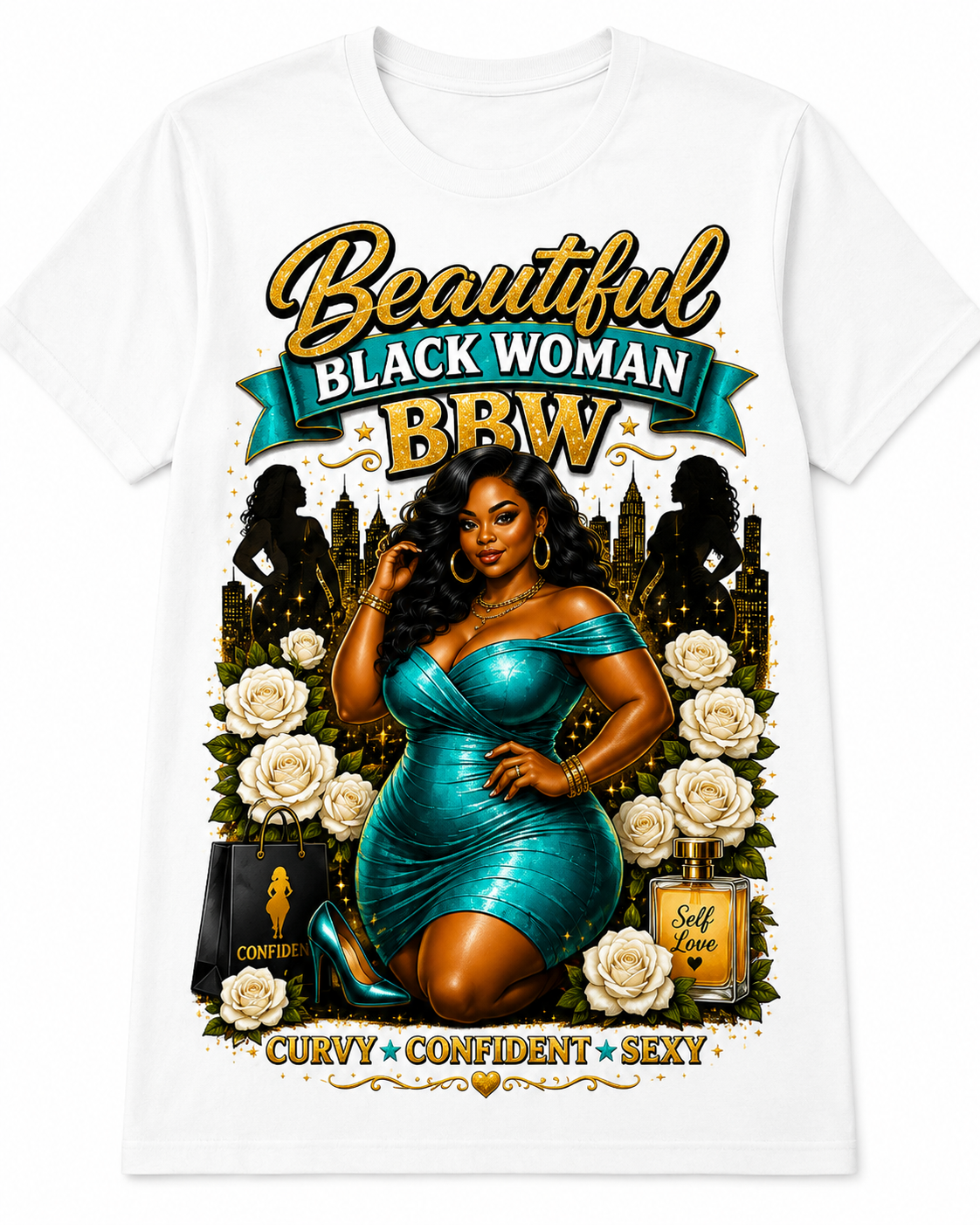 Beautiful Black Woman BBW Graphic T-Shirt – Curvy, Confident & Bold Statement Tee
