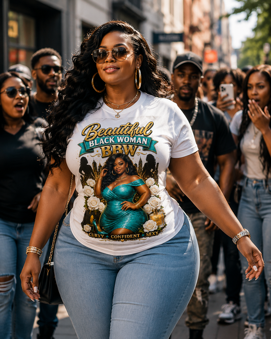 Beautiful Black Woman BBW Graphic T-Shirt – Curvy, Confident, Sexy Women's Statement Tee