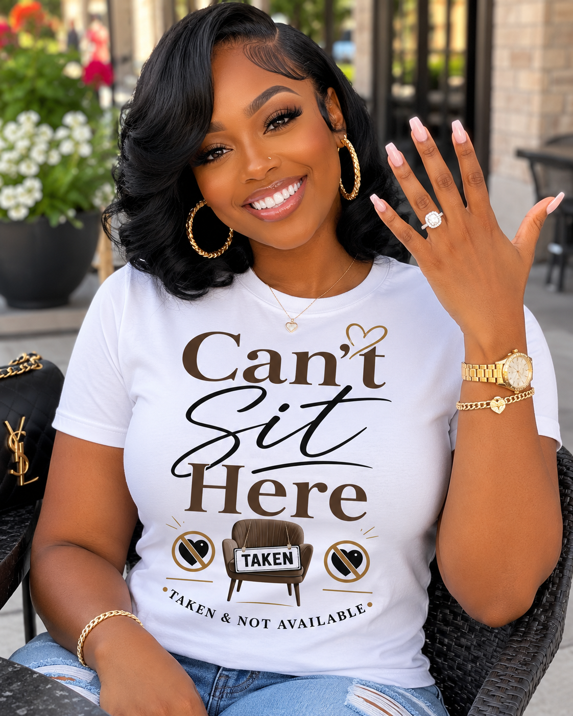 Can't Sit Here – Taken & Not Available Graphic T-Shirt