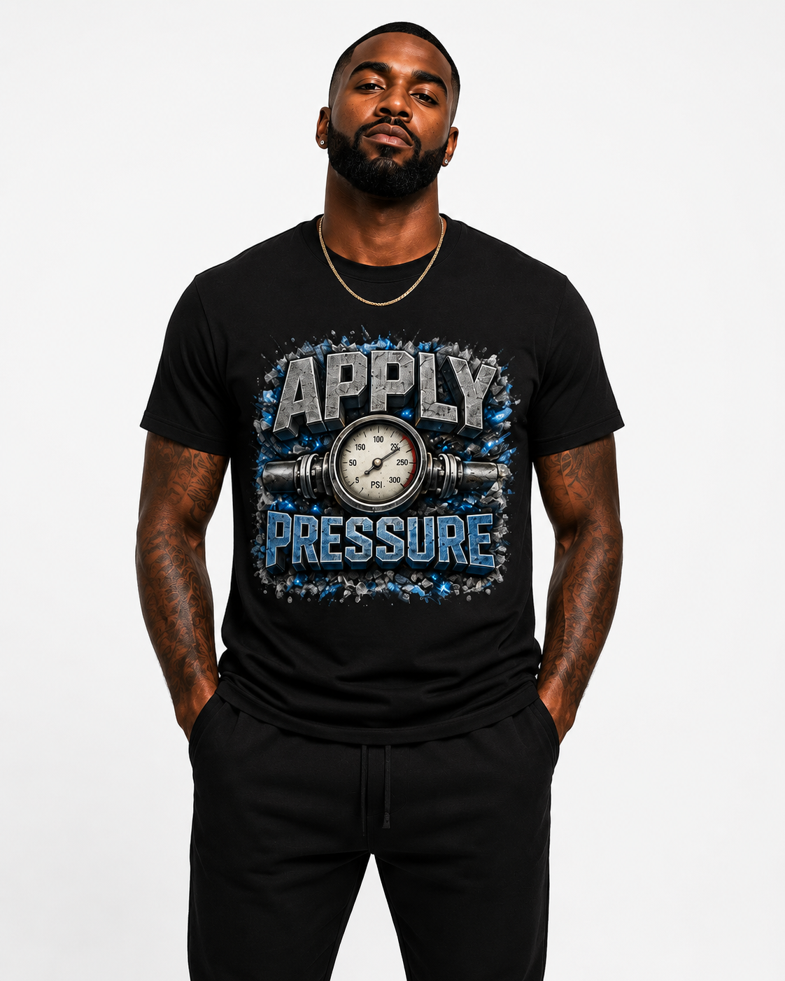 Apply Pressure Graphic T-Shirt – Motivational Pressure Gauge Streetwear Tee