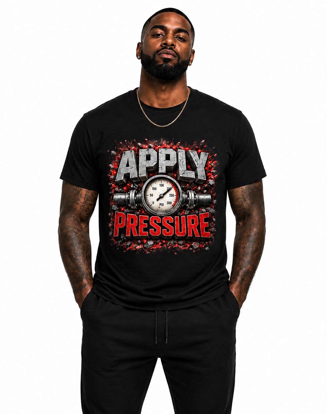 Apply Pressure Graphic T-Shirt – Motivational Pressure Gauge Streetwear Tee
