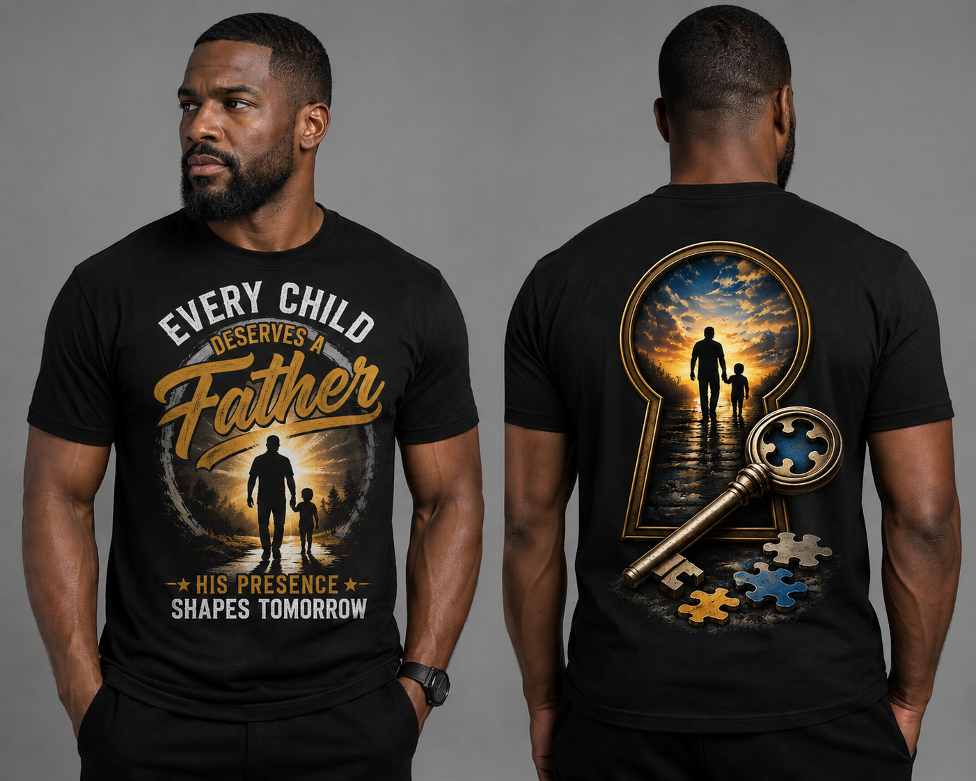His Presence Shapes Tomorrow | Every Child Deserves a Father Premium Graphic Tee