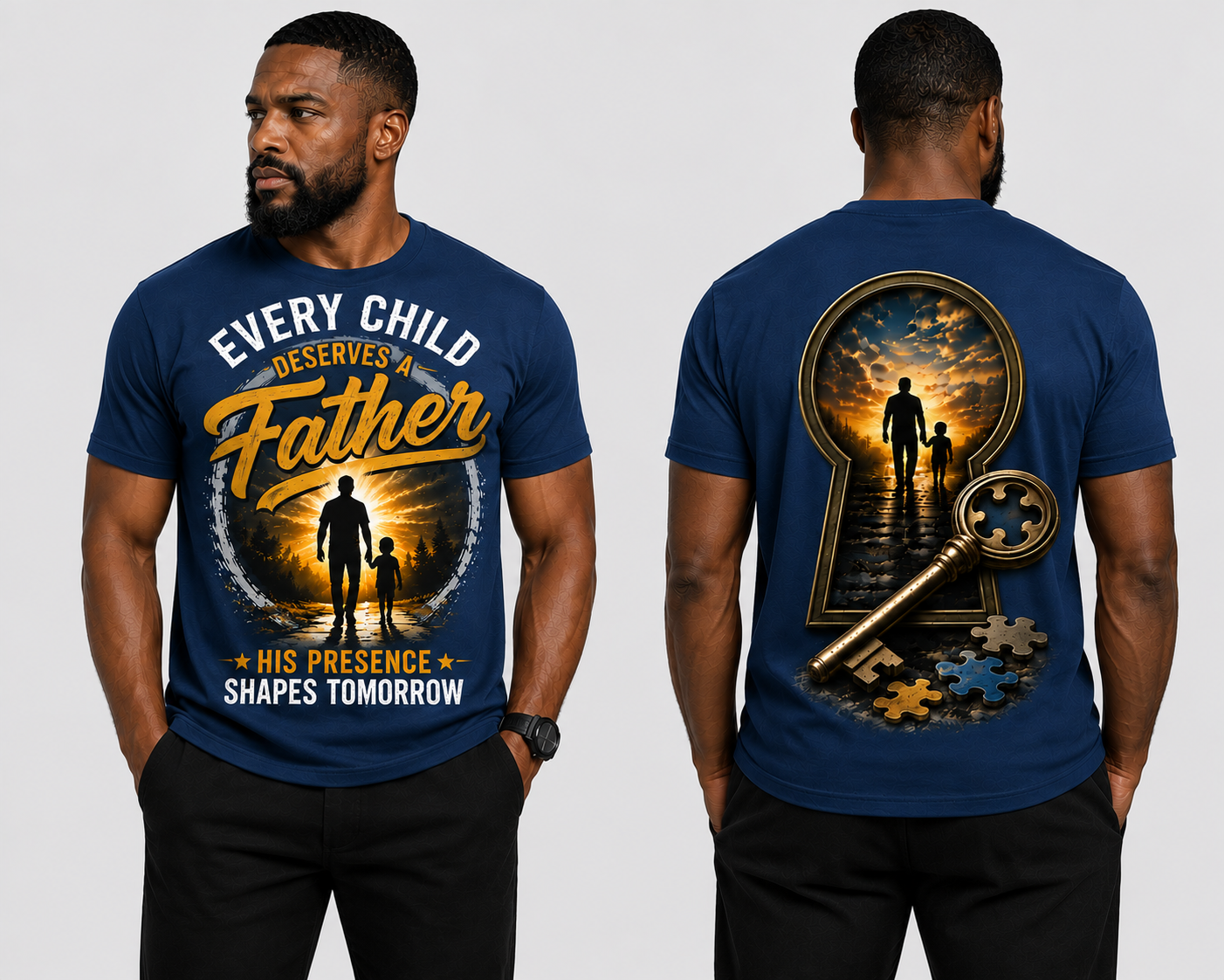 His Presence Shapes Tomorrow | Every Child Deserves a Father Premium Graphic Tee