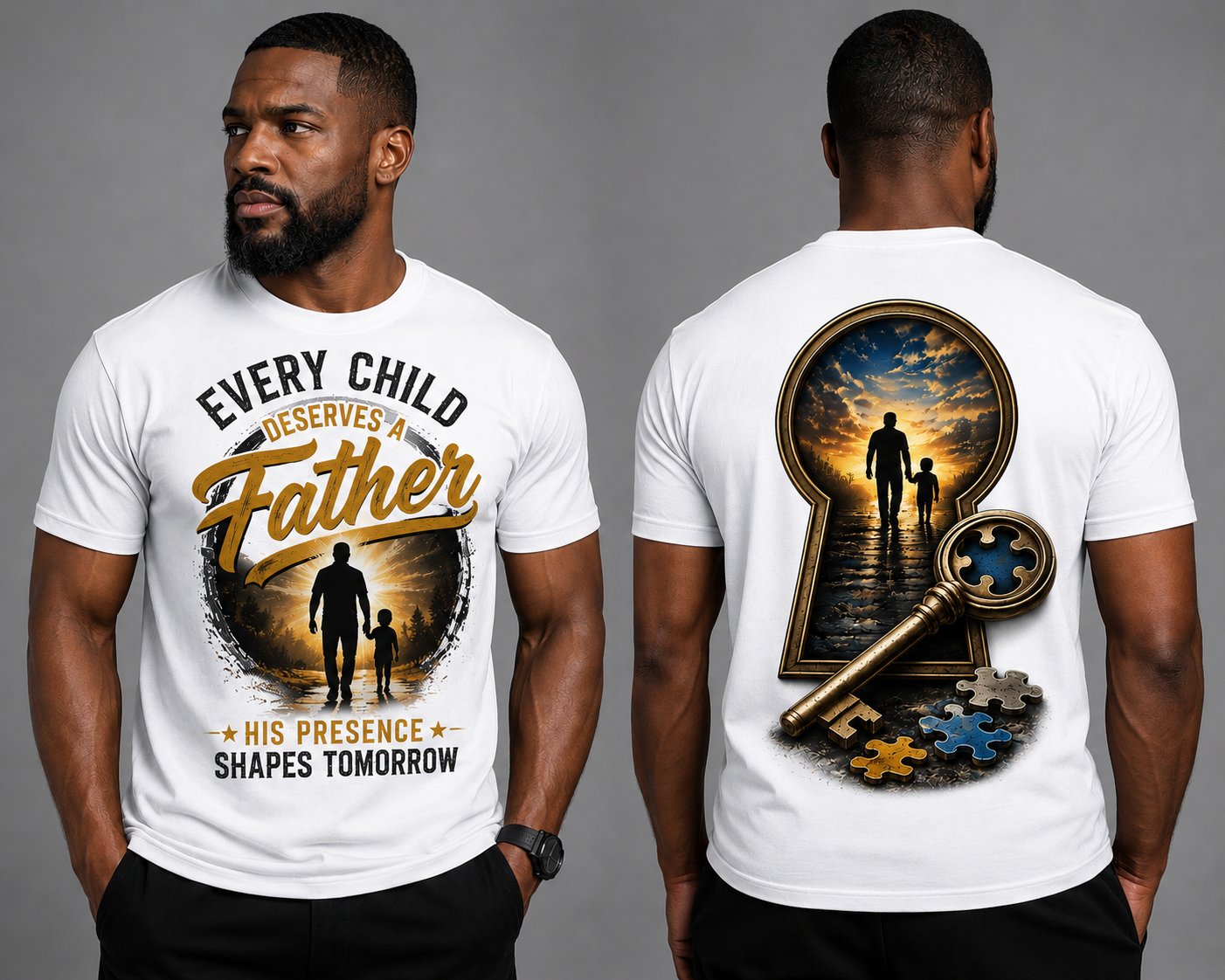 His Presence Shapes Tomorrow | Every Child Deserves a Father Premium Graphic Tee