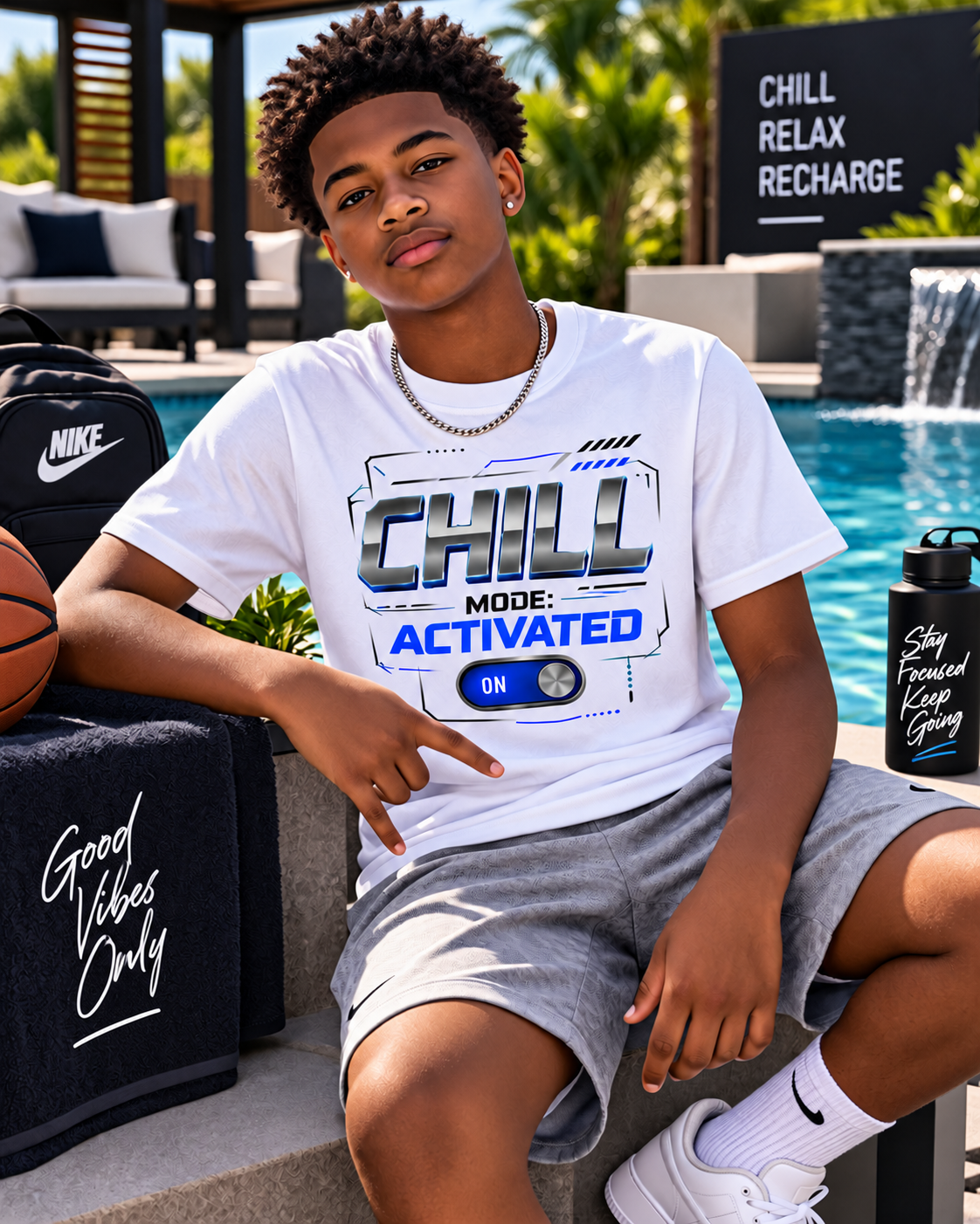 Chill Mode: Activated Boys Graphic T-Shirt