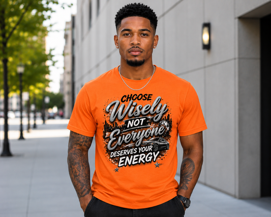 Choose Wisely – Not Everyone Deserves Your Energy Graphic T-Shirt | Motivational Streetwear Tee | Positive Mindset Statement Shirt