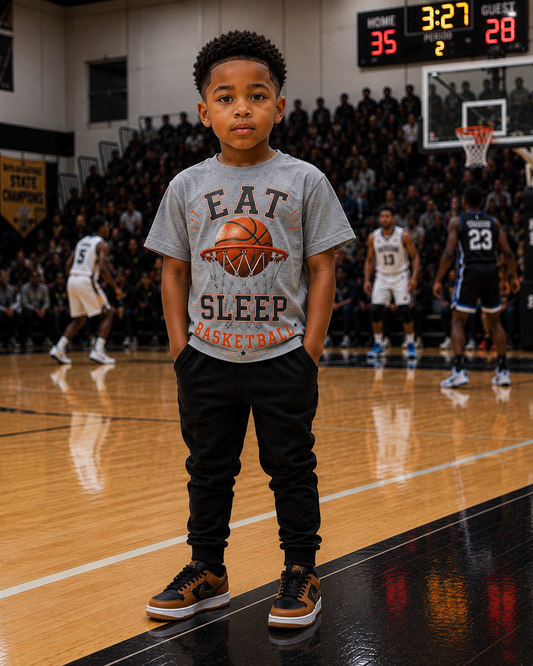 Eat Sleep Basketball Kids Graphic T-Shirt – Youth Basketball Tee for Boys & Girls