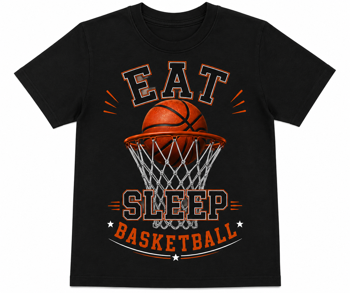 Eat Sleep Basketball Kids Graphic T-Shirt – Youth Basketball Tee