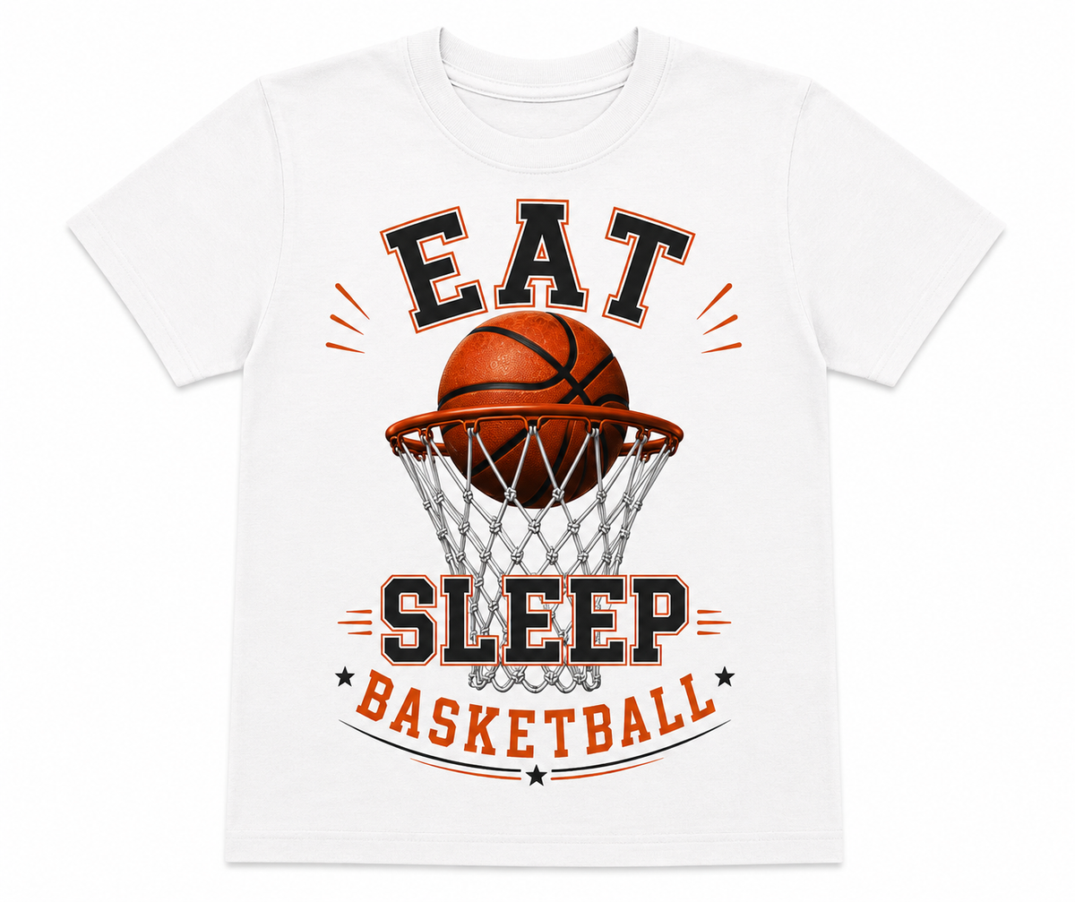Eat Sleep Basketball Kids Graphic T-Shirt – Youth Basketball Tee