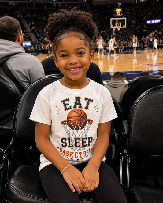 Eat Sleep Basketball Kids Graphic T-Shirt – Youth Basketball Tee for Boys & Girls