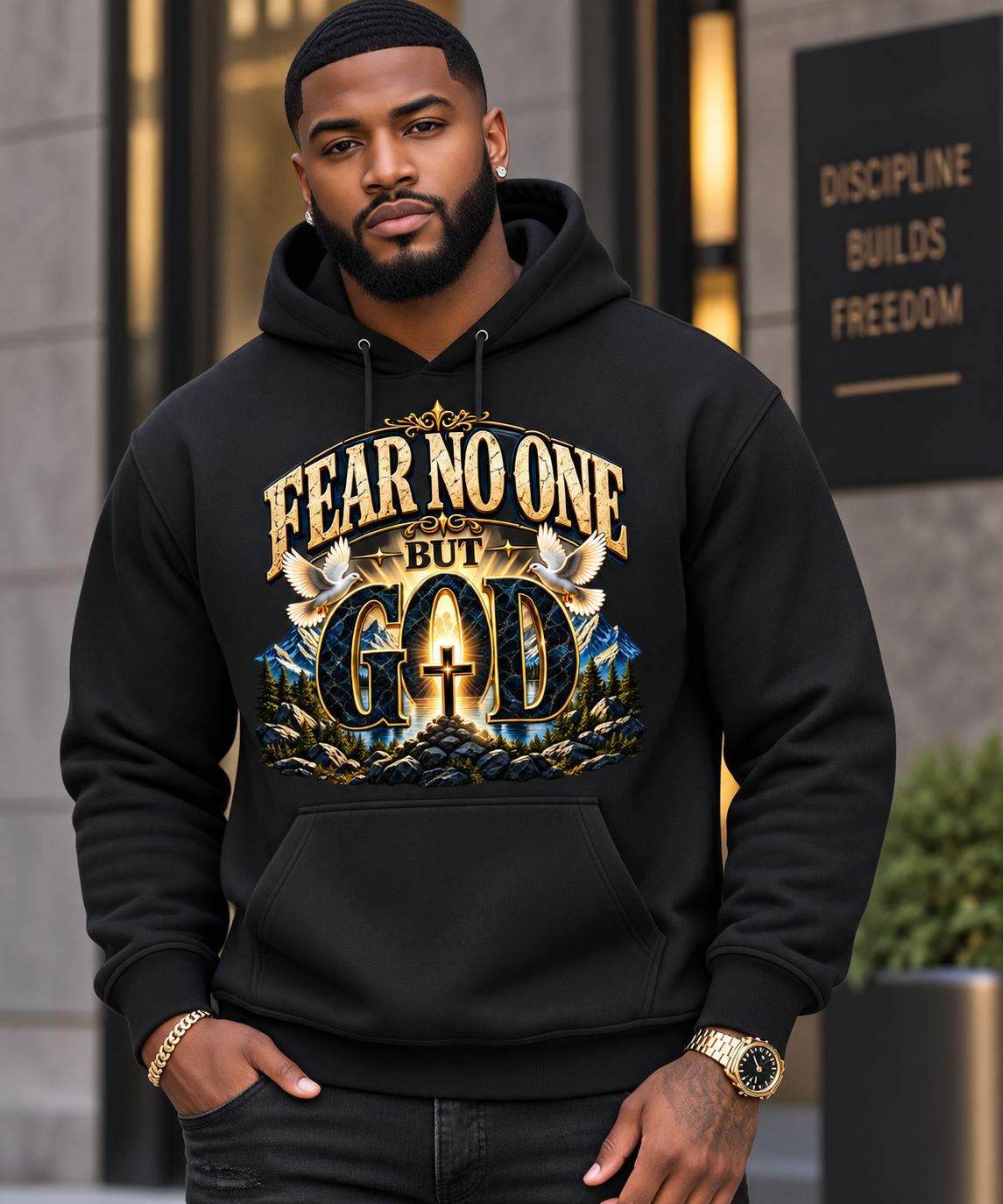 Fear No One But God Christian Graphic Hoodie – Faith-Based Inspirational Streetwear