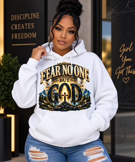 Fear No One But God Christian Graphic Hoodie – Faith-Based Inspirational Streetwear