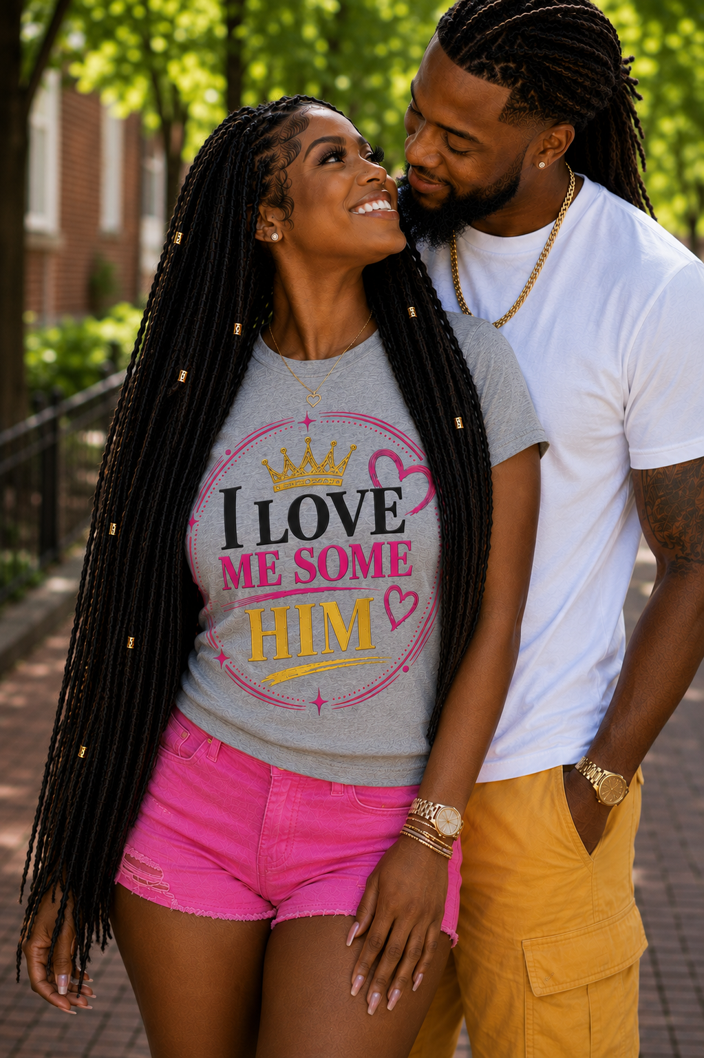 I Love Me Some Him Women's Graphic Tee | Cute Romantic Couples Shirt for Women | Stylish Love Quote Shirt for Women in Relationships