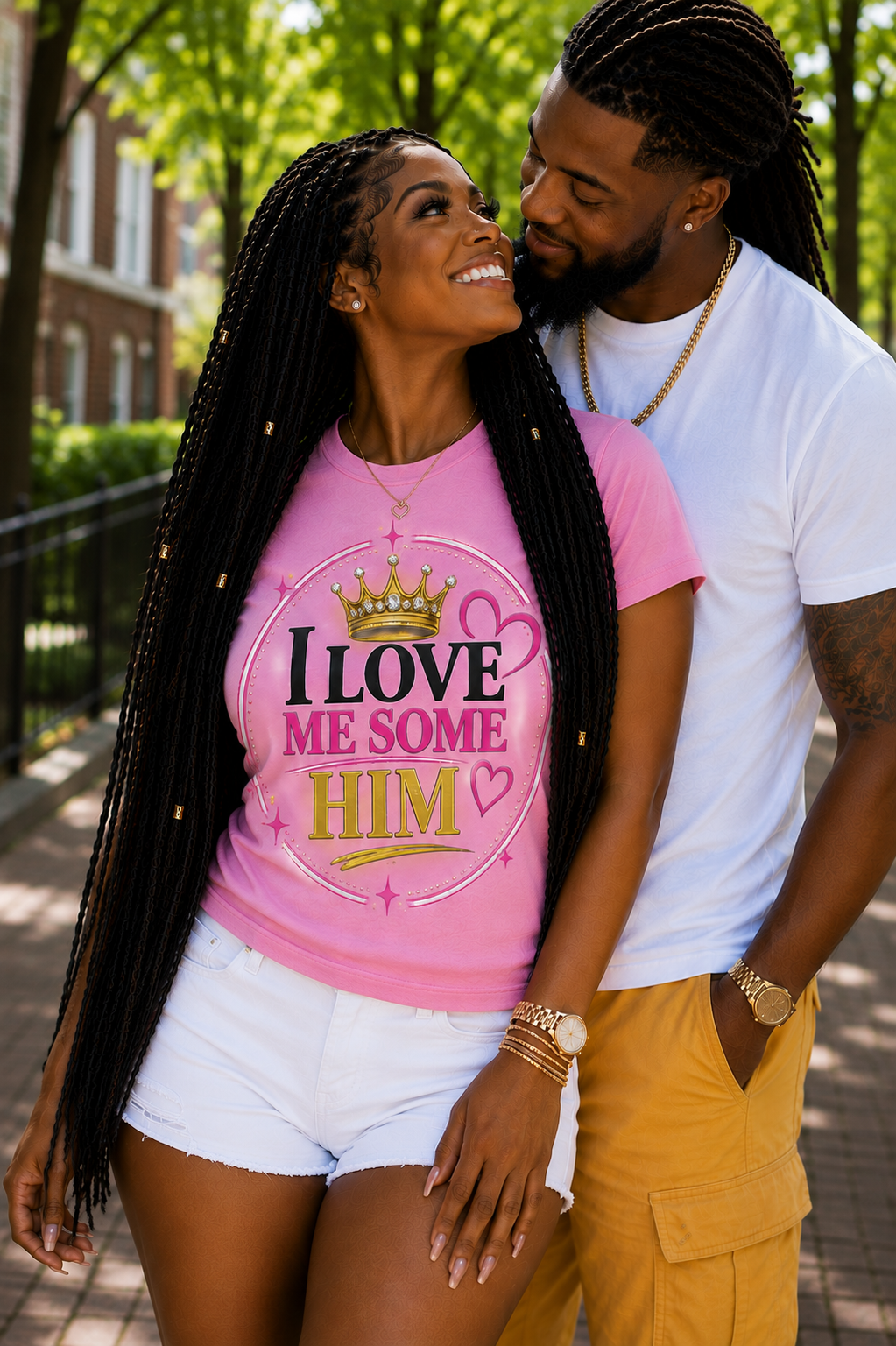 I Love Me Some Him Women's Graphic Tee | Cute Romantic Couples Shirt for Women | Stylish Love Quote Shirt for Women in Relationships