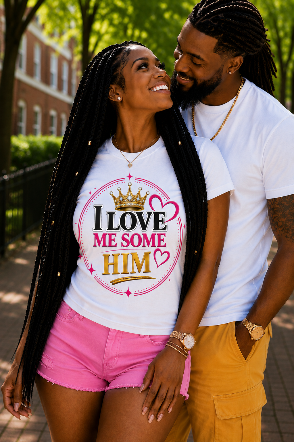 I Love Me Some Him Women's Graphic Tee | Cute Romantic Couples Shirt for Women | Stylish Love Quote Shirt for Women in Relationships