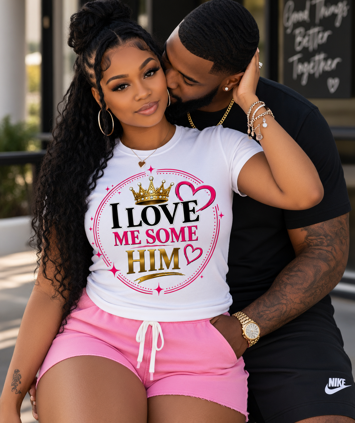 I Love Me Some Him Women's Graphic Tee – Cute Romantic Couples Love Quote Shirt