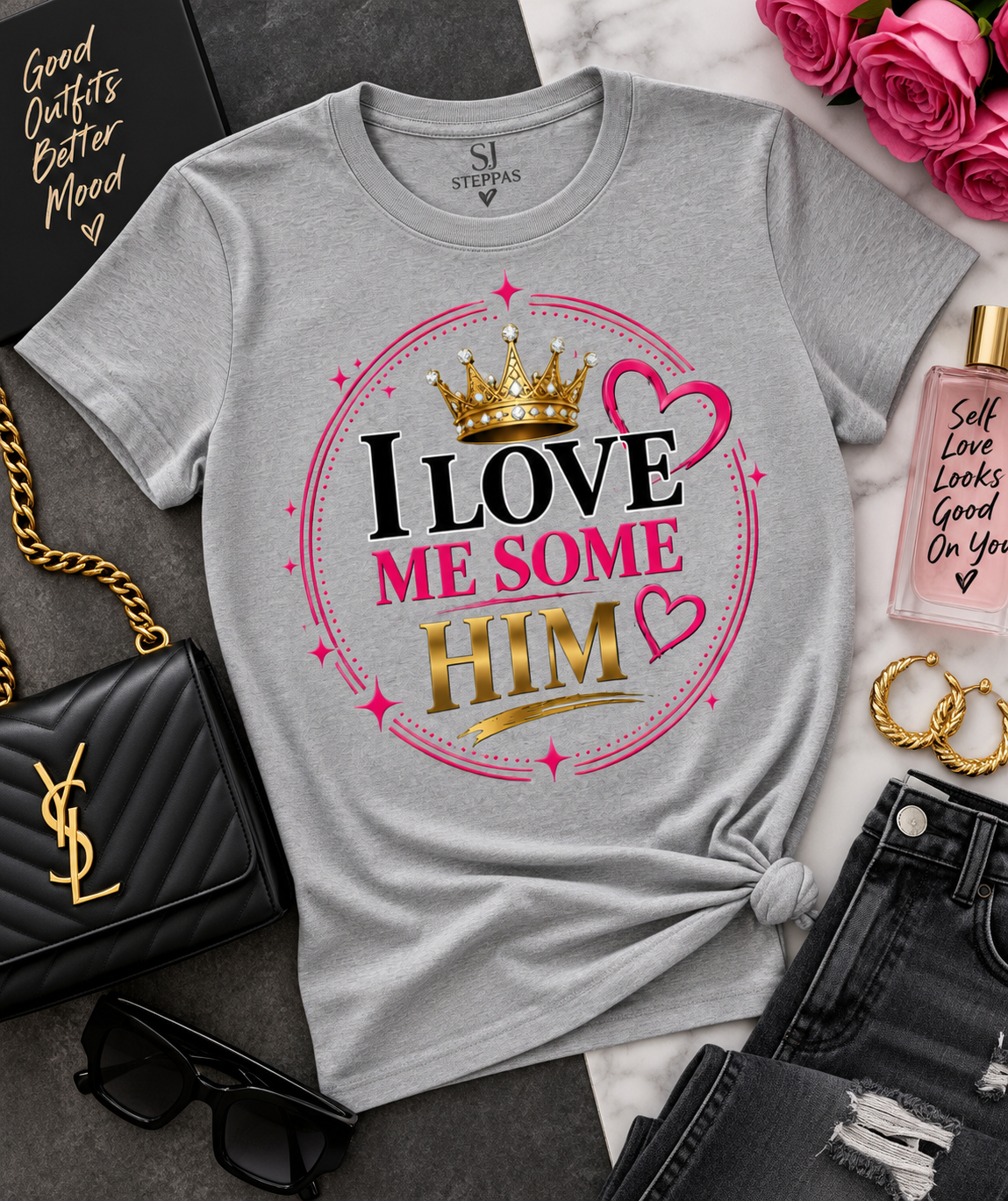 I Love Me Some Him Women's Graphic Tee – Cute Romantic Couples Love Quote Shirt