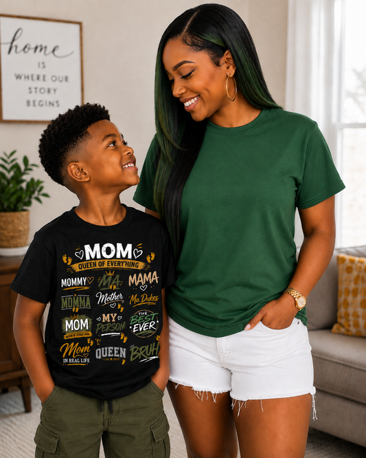 Mom Queen of Everything Youth Graphic T-Shirt | Mommy Mama Mother Kids Gift