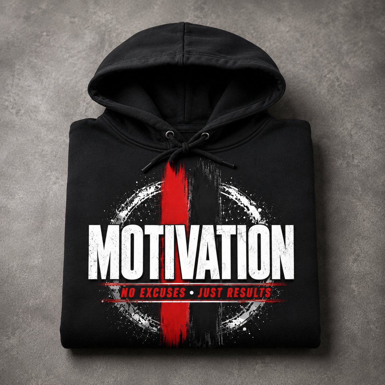 Motivation No Excuses Just Results Graphic Hoodie – Men's Inspirational Streetwear Sweatshirt
