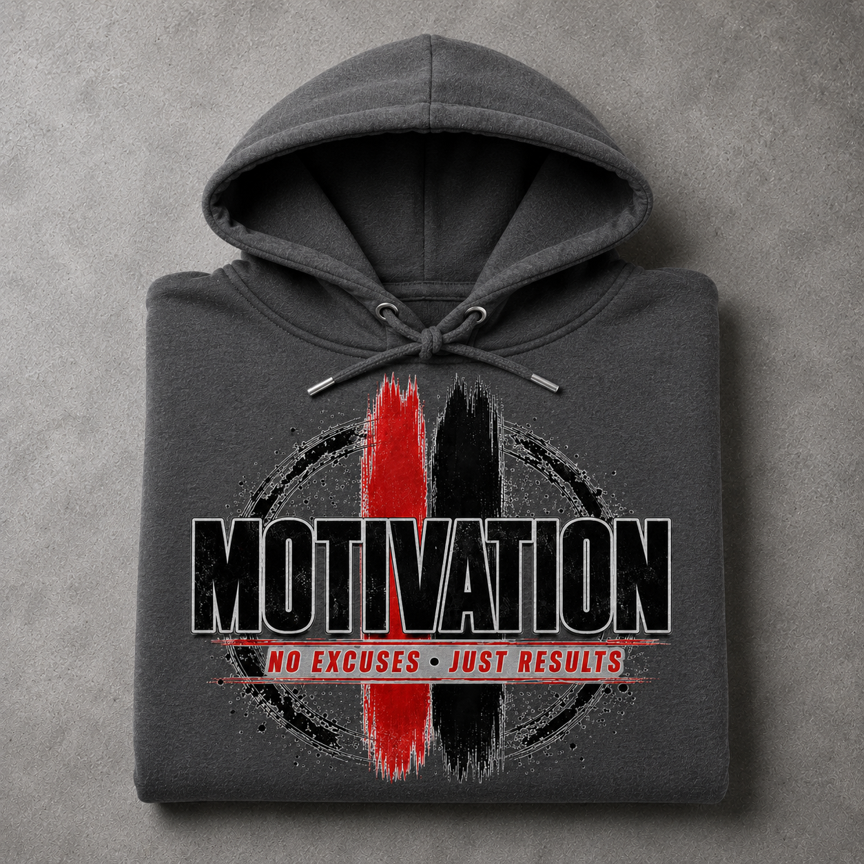 Motivation No Excuses Just Results Graphic Hoodie – Men's Inspirational Streetwear Sweatshirt