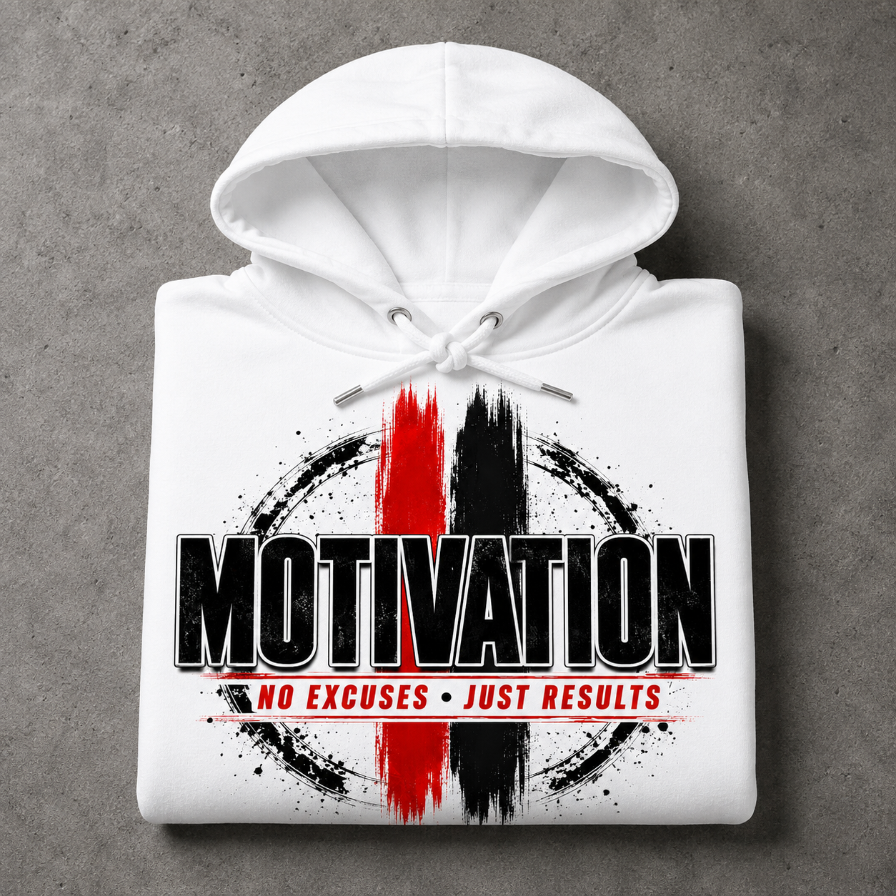 Motivation No Excuses Just Results Graphic Hoodie – Men's Inspirational Streetwear Sweatshirt