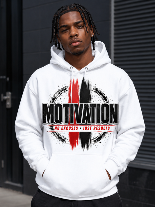 Motivation No Excuses Just Results Graphic Hoodie – Inspirational Streetwear Sweatshirt