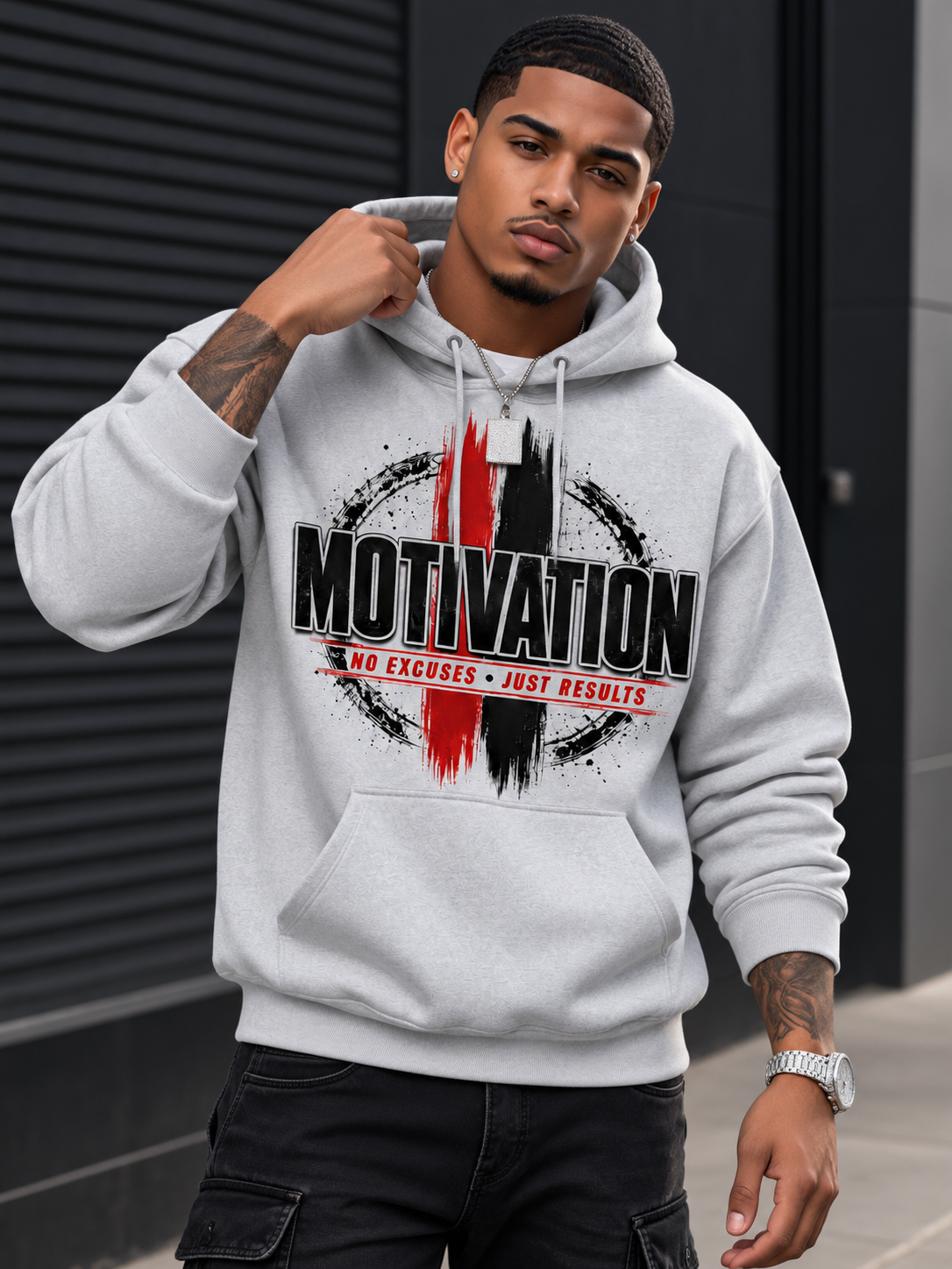 Motivation No Excuses Just Results Graphic Hoodie – Inspirational Streetwear Sweatshirt