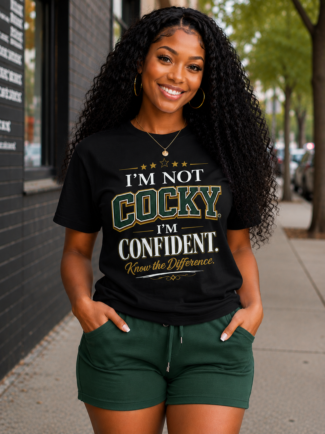 I'm Not Cocky. I'm Confident. Know the Difference Graphic Tee | Motivational Confidence Shirt | Varsity Typography Streetwear Tee
