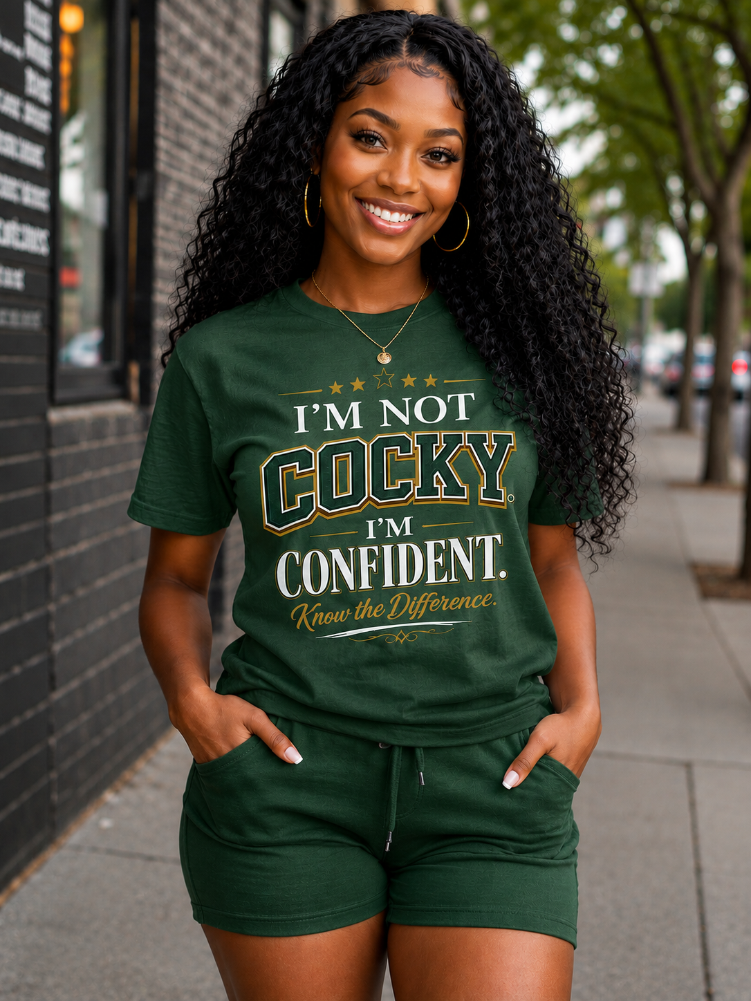 I'm Not Cocky. I'm Confident. Know the Difference Graphic Tee | Motivational Confidence Shirt | Varsity Typography Streetwear Tee