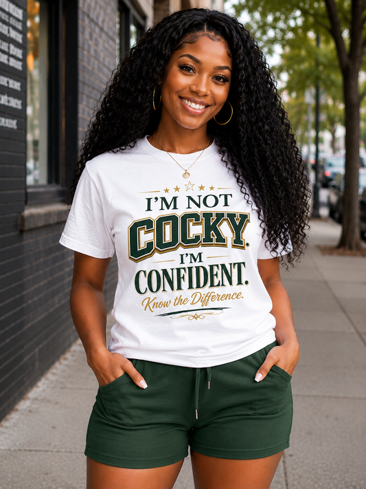 I'm Not Cocky. I'm Confident. Know the Difference Graphic Tee | Motivational Confidence Shirt | Varsity Typography Streetwear Tee