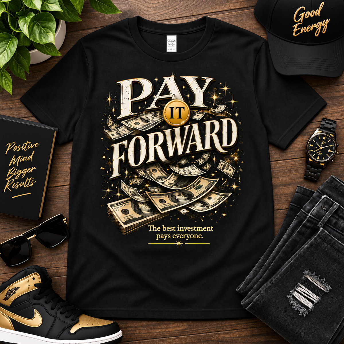 Pay It Forward Graphic T-Shirt – Inspirational Money-Themed Streetwear Tee