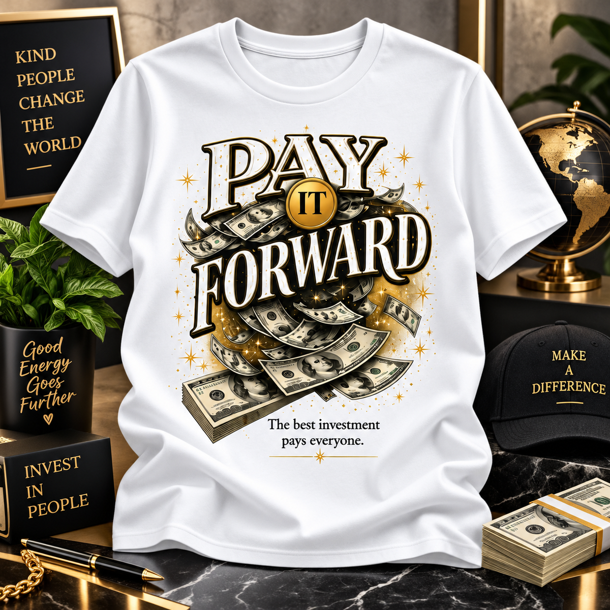Pay It Forward Graphic T-Shirt – Inspirational Money-Themed Streetwear Tee