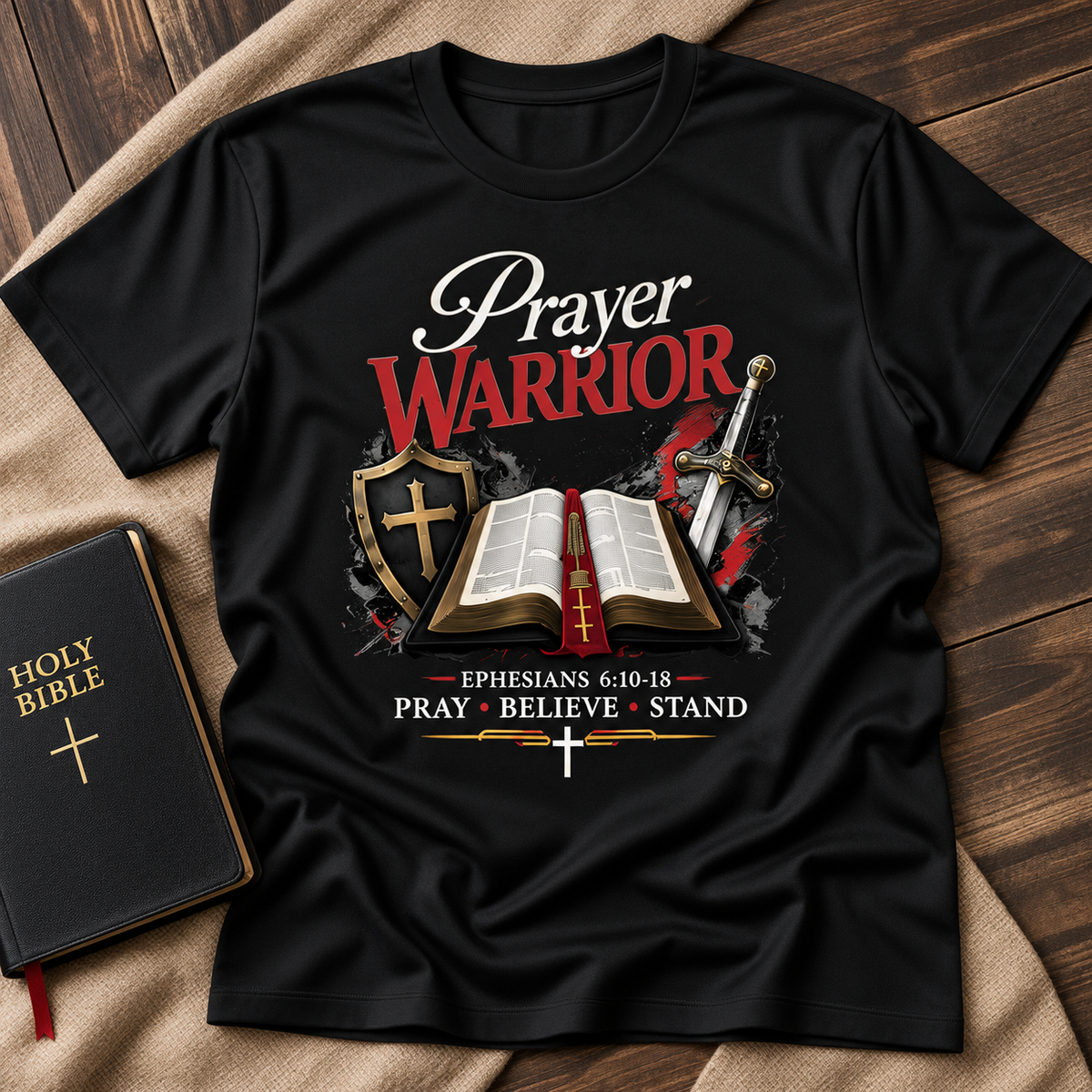 Prayer Warrior Christian Graphic T-Shirt – Faith-Based Bible Inspired Tee