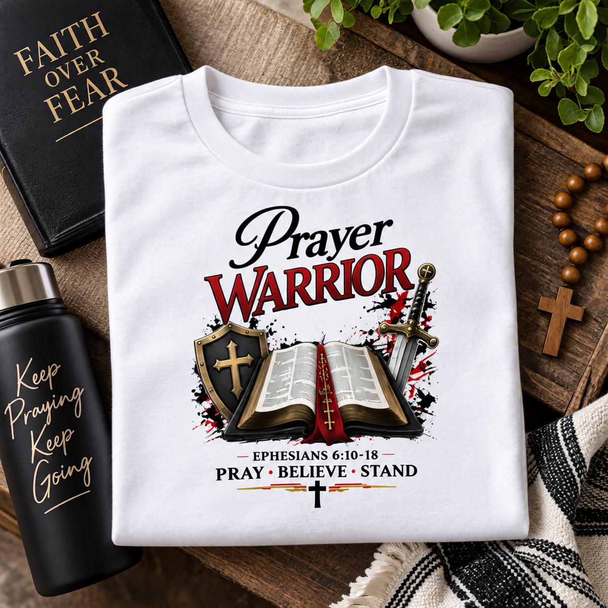 Prayer Warrior Christian Graphic T-Shirt – Faith-Based Bible Inspired Tee