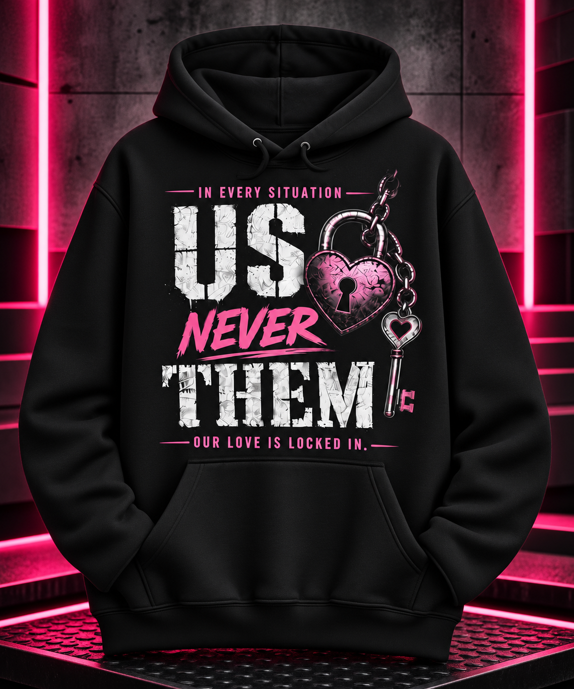 It’s US Never THEM Graphic Hoodie – Our Love Is Locked In Hoodie