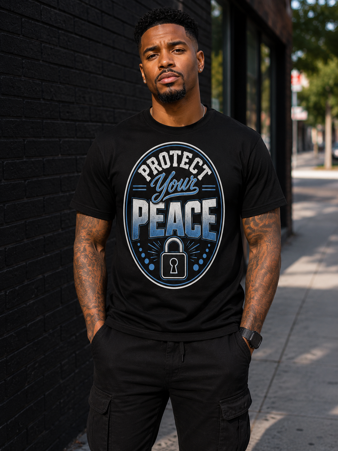 Protect Your Peace Graphic T-Shirt – Motivational Lock & Positive Mindset Tee